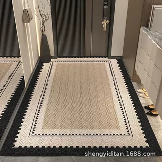 玄关垫欧式轻奢风新款入户门地垫圈绒TPR耐磨耐脏可裁剪一件代发