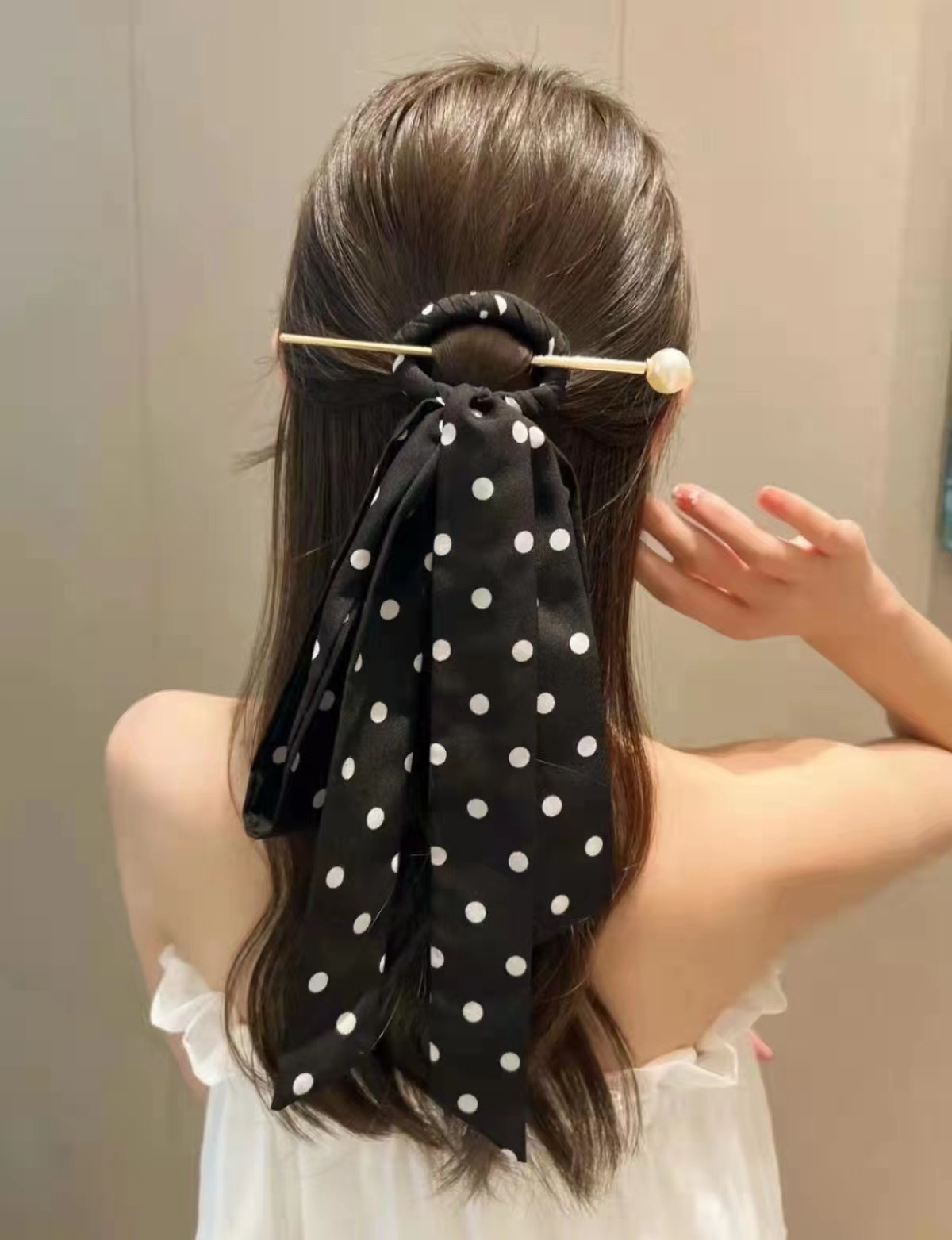 Retro perla correa de cabello pinzas de cabello para mujeres nuevo estilo chino simple pinzas de cabello de seda de alta calidad pinzas de cabello 2024 nuevos accesorios para el cabello