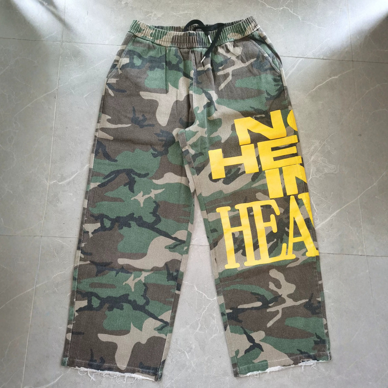New American-style street letter camouflage jeans, men's trendy versatile ins popular retro wide-leg pants New American-style street letter camouflage jeans, men's trendy versatile ins popular retro wide-leg pants