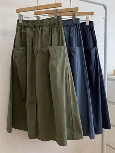Chubby extra-large size Japanese-style work skirt women's summer loose high waist mid-length retro casual dress