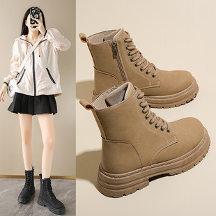 Ins Trendy Martins Boots Women's 2024 Autumn New British Thick-soled Student Short Boots All-match Motorcycle Rhubarb Boots 2627