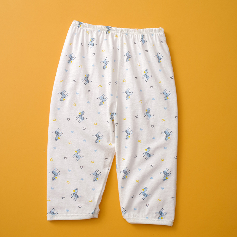 2023 primavera y verano Nueva Ropa interior de dibujos animados para el hogar hombres y mujeres traje de recién nacido Cuatro Estaciones de una sola cara Botón de algodón ropa de bebé