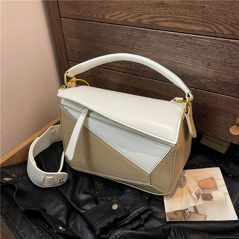 Geometric Patchwork Shoulder Bag For Women Foldable Crossbody_voghion.com