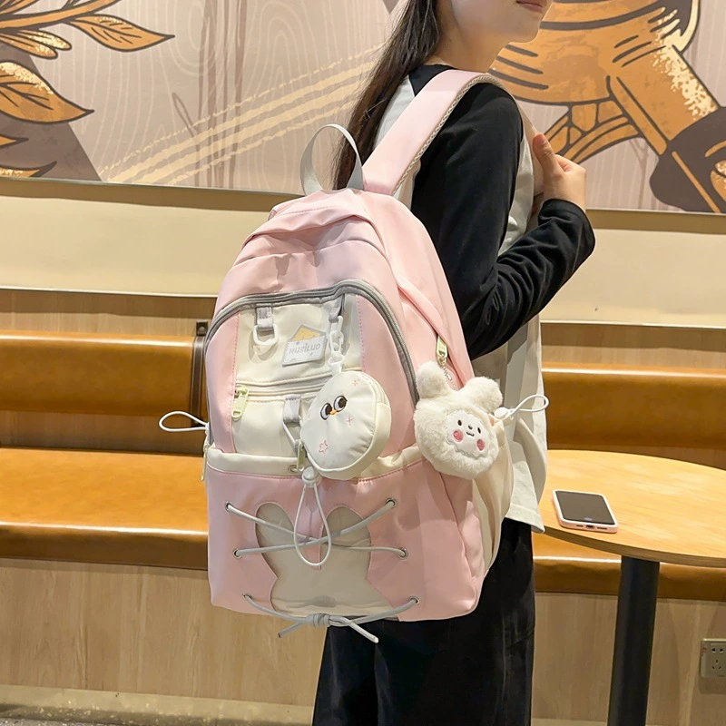 2025 новая Mi Pure Korean Ins College Style Girls Cute Backpack Contrast Color Lightweight Backpack for Primary and Secondary School Students