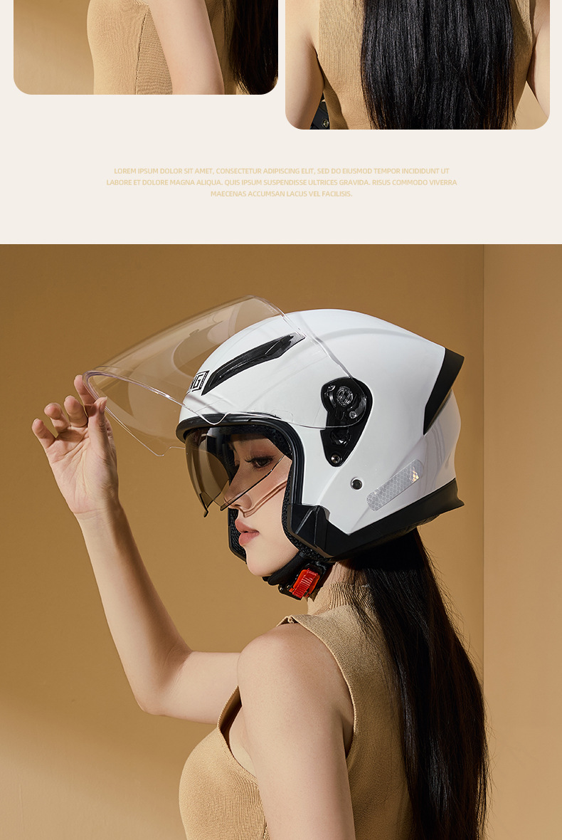 Rng New 3C Certified Motorcycle Helmet with Dual Visors for Riding, Half Helmet for Electric Scooters, Safe for Men and Women