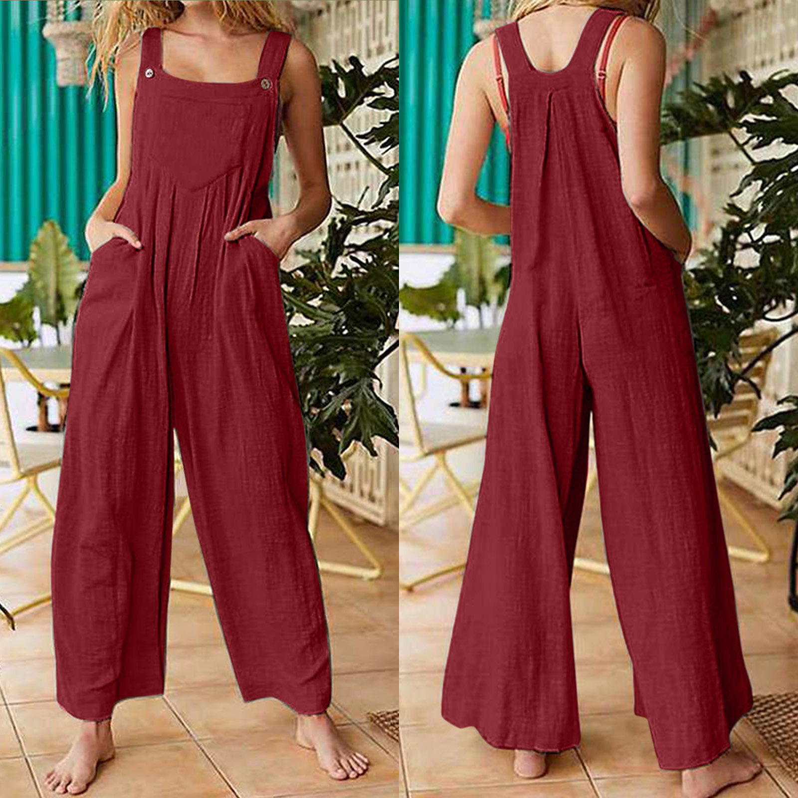 Women's Daily Casual Solid Color Full Length Washed Jumpsuits display picture 5