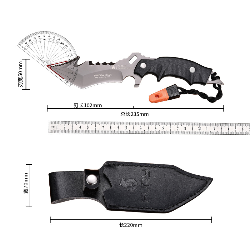 Cuchillo táctico de acero con alto contenido de carbono para exteriores, venta al por mayor del fabricante, cuchillo portátil de defensa personal, supervivencia en la naturaleza, multifuncional, afilado, resistente al óxido, cuchillo recto