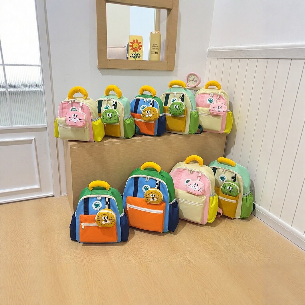 New Color-Contrast Children's Backpack Cartoon Kindergarten School Bag Lightweight Breathable Boys and Girls Travel Backpack Trendy Style