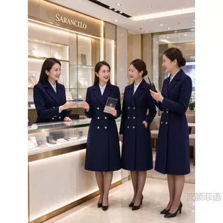 职业羊毛大衣女中长款秋冬通勤毛呢外套酒店经理工装售楼处工作服