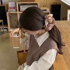 2022フランス式レトロ高級木耳元つぼみサテン大腸髪輪頭縄insシンプル気質髪縄女