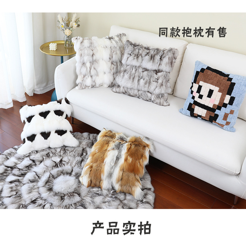 American Luxury Fox Fur Carpet Round Nordic Light Luxury Fur Villa Model Room Decoration Living Room Bedroom Carpet