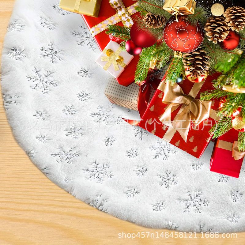 クリスマスクリスマスツリースカート白ぬいぐるみ刺繍ツリースカート真珠光沢のあるスノーフレークスパンコールクリスマスツリースカートクリスマスツリー装飾|undefined