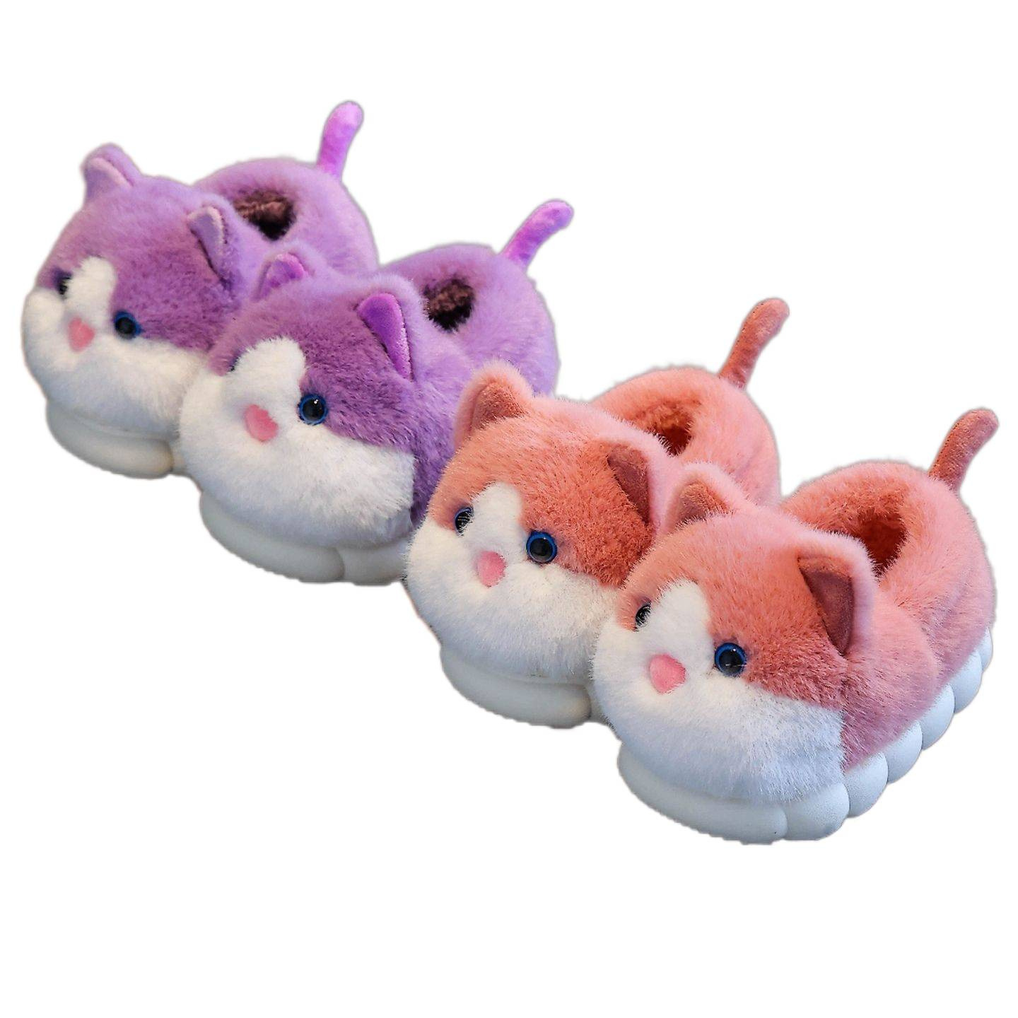 Zapatos de algodón para niños en invierno en el hogar calentamiento antideslizante para niñas zapatos de peluche de moda para niños zapatillas de algodón tacones