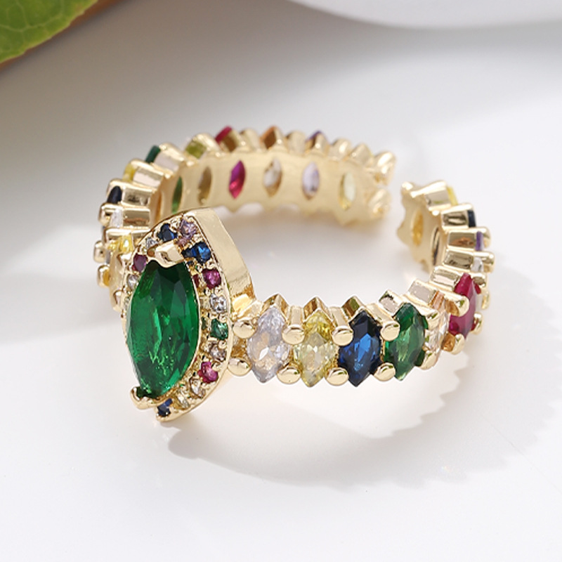 Fashion Horse Eye Copper Plating Zircon Open Ring 1 Piece