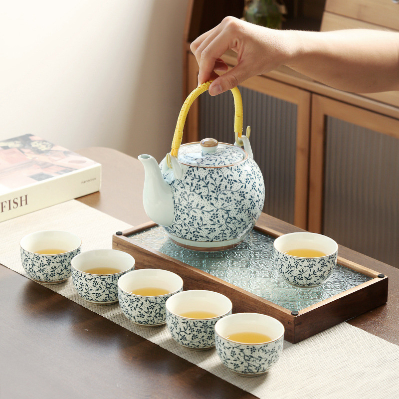 Liliang tetera conjunto de té de gran estilo japonés bandeja de té de cerámica taza de té Mesa hogar gran capacidad 1200 ml