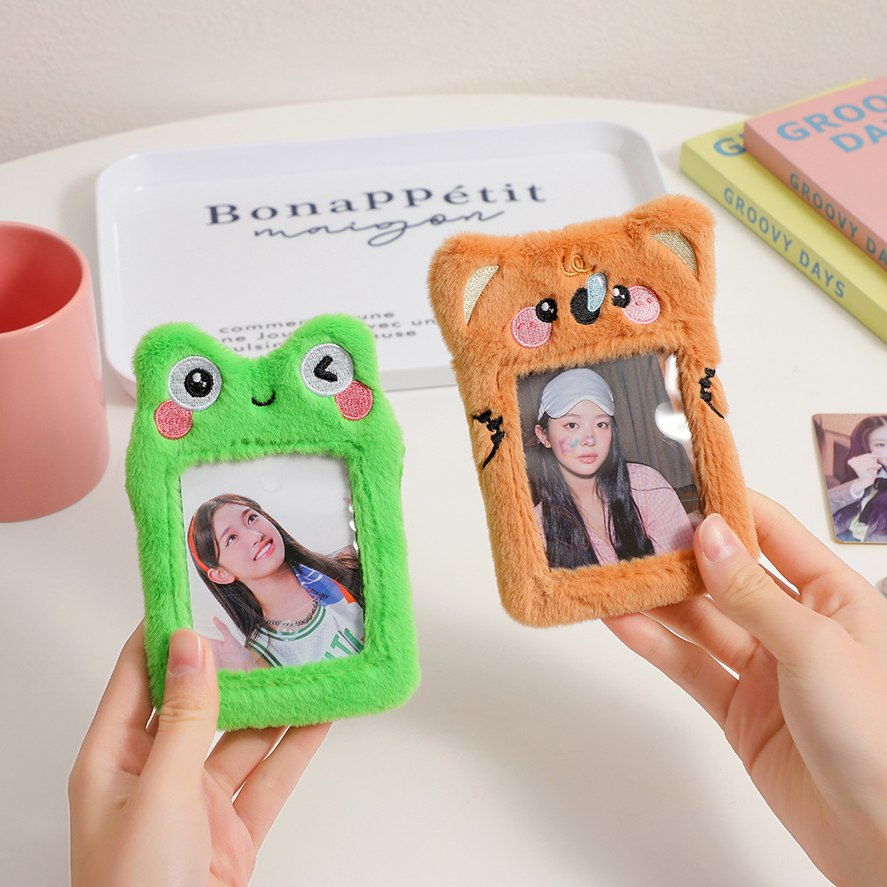 Original Cartoon Plush Card Holder Korean Style Girl Star-chasing Mini Truck Display Card Holder Cute Student Three-inch Photo Pendant display picture 4