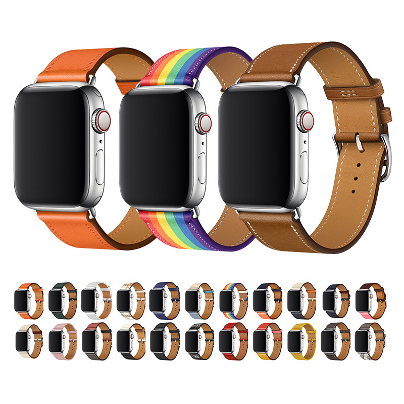 Suitable for Apple Genuine Leather Strap Official Applewatch456789 Generation Se Strap Iwatch10 Watch Suitable for Apple Genuine Leather Strap Official Applewatch456789 Generation Se Strap Iwatch10 Watch