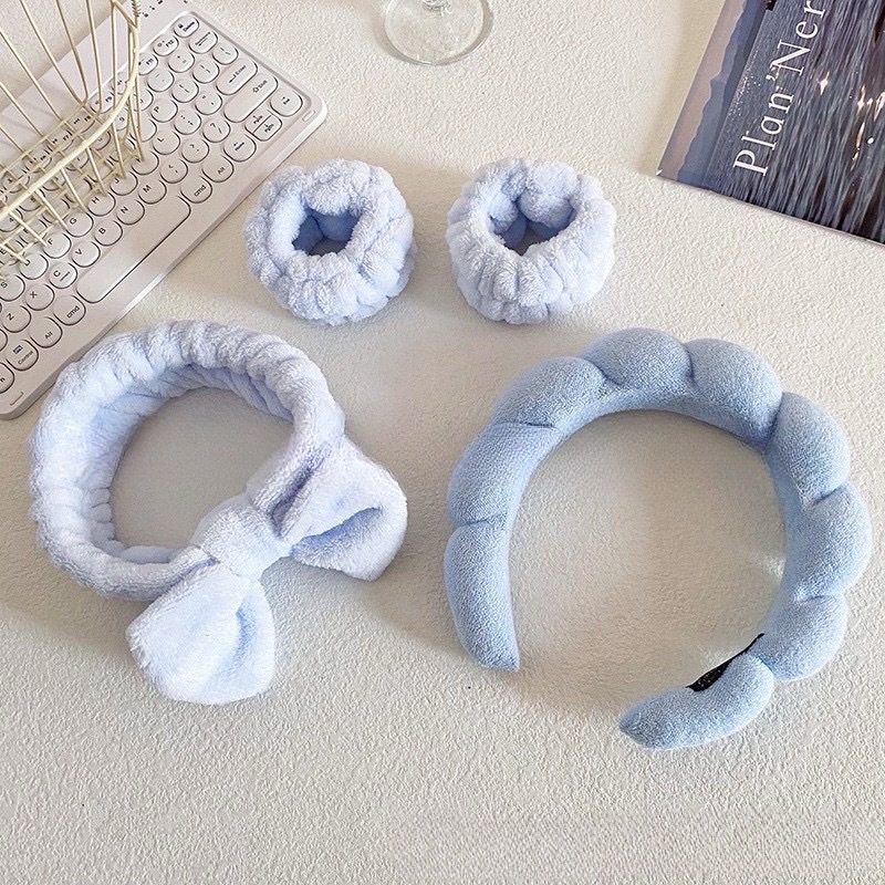 기계바느질 트위스트 머리띠 4종세트-블루(22*19*4cm 116g)