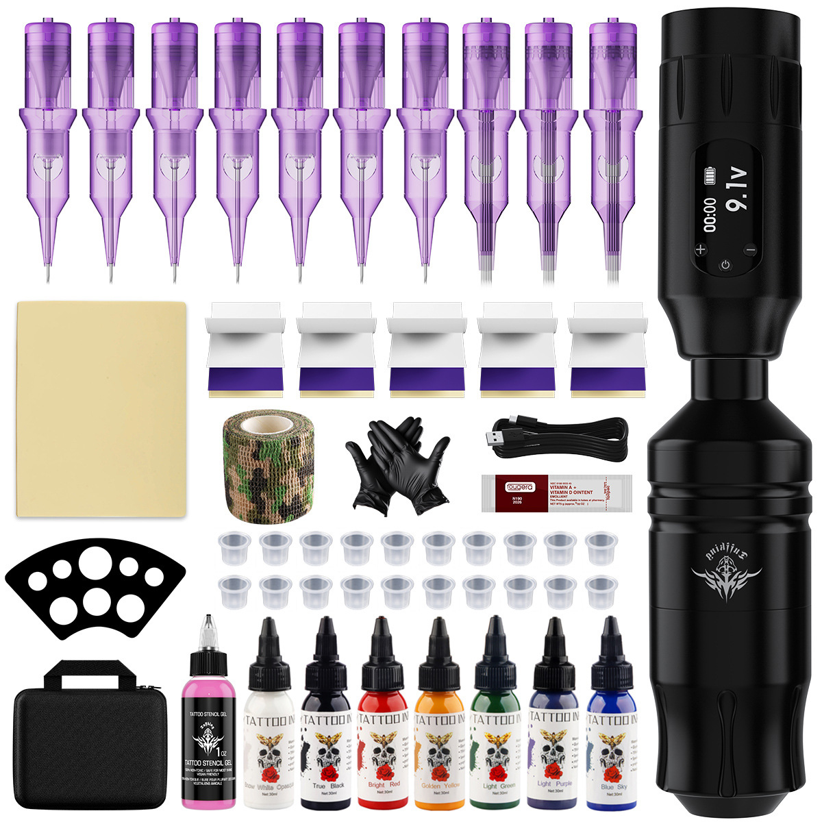 Máquina de tatuaje Tuffking con batería, pluma de tatuaje, equipo de tatuaje de niebla, máquina multifuncional