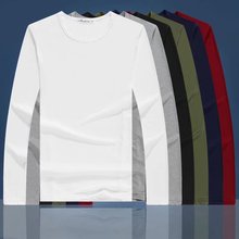 男式长袖纯色t恤v领t恤纯色男装长袖t恤秋季休闲打底衫 一件代发
