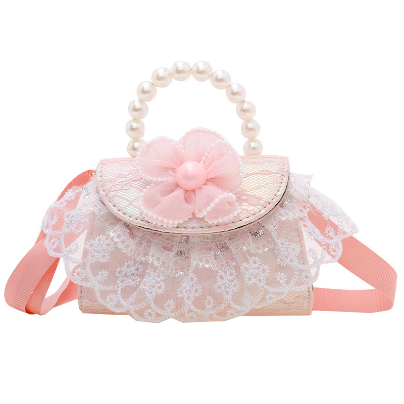 Bagos de princesa de perlas de moda, bolsos lindos para niños, mochilas de textura casuales, bolsos de cambio, accesorios