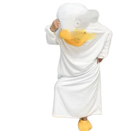 Gintama Elizabeth Duck Cute Cartoon Flannel Pajamas, Psyduck Hooded Pajamas, Funny Couple Home Wear