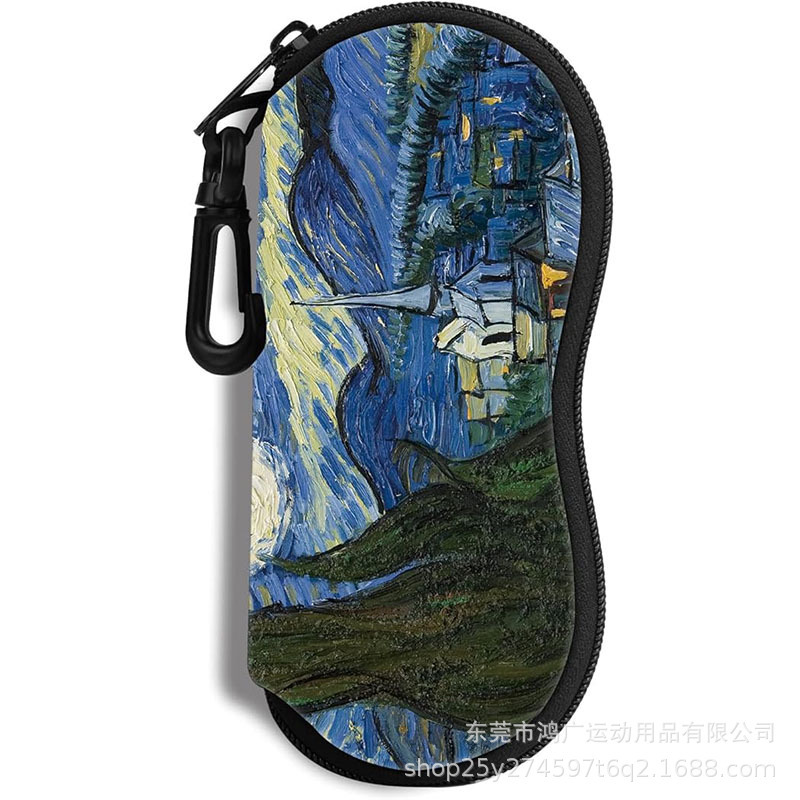 Wholesale cross-border hot printing hook glasses bag diving material sunglasses zipper bag drop-proof glasses case