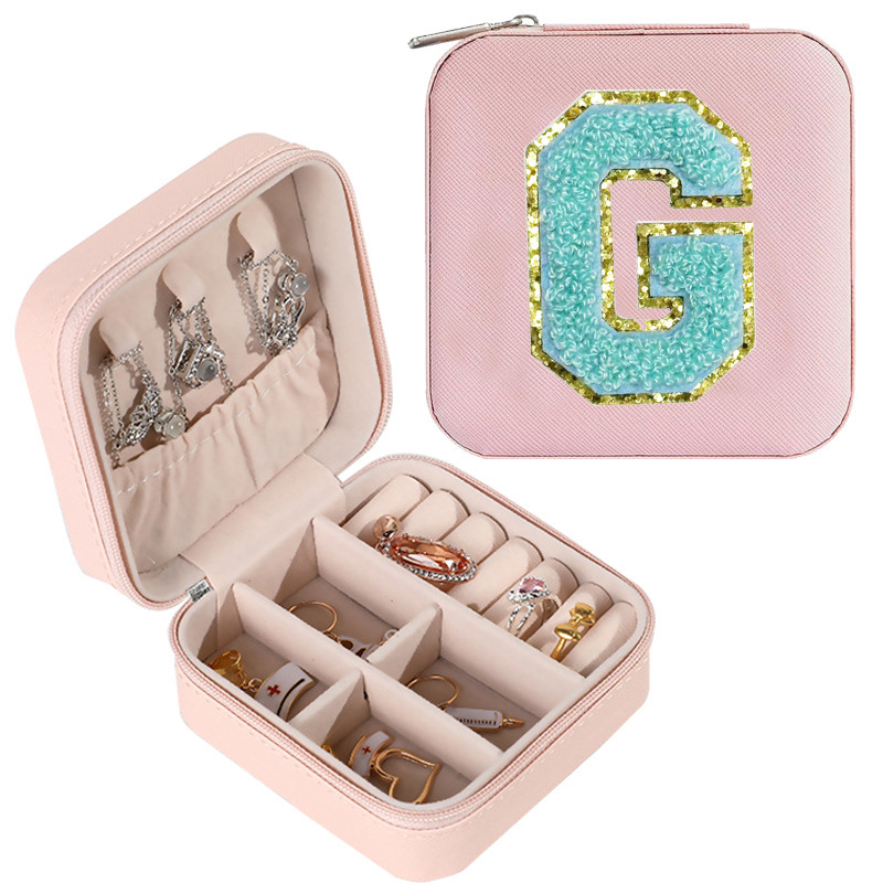 Cross-border de cuero Stud pendientes de gran capacidad de la joyería de la caja de la joyería del anillo caja de almacenamiento portátil