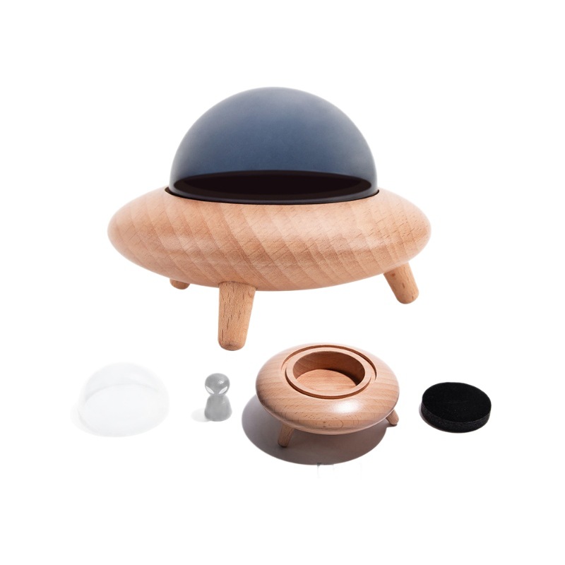 Caja conmemorativa de dientes temporales de madera para adultos, caja de almacenamiento de colección de dientes caídos, caja de almacenamiento divertida de almacenamiento de muelas del juicio de nave espacial