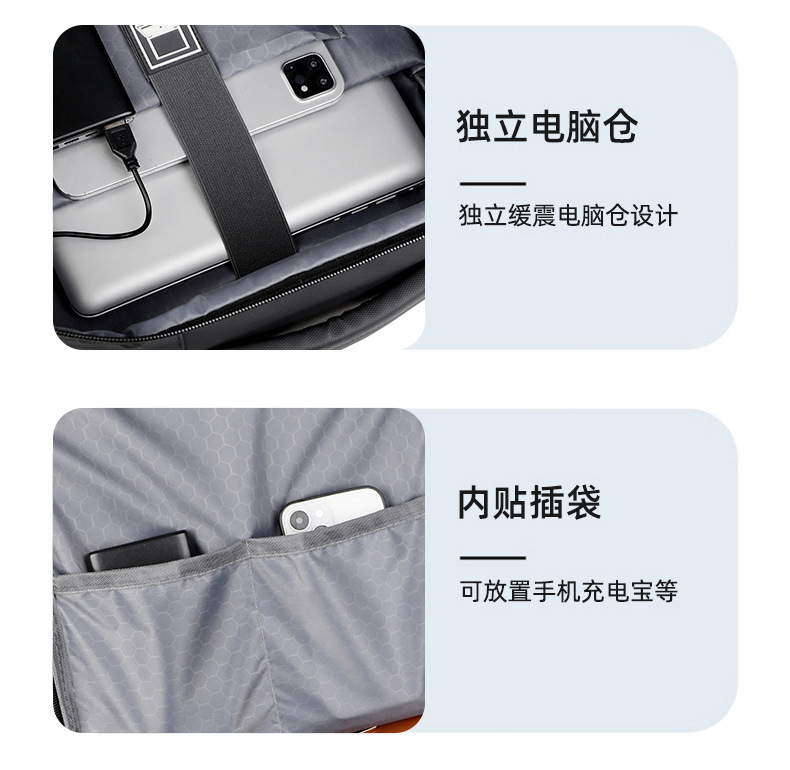 Men's backpack for business, leisure and commuting, multi-functional large-capacity computer backpack with USB leather film undefined