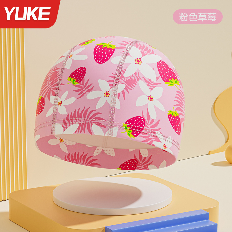 Gorro de natación para niños dibujos animados de niñas sombrero de tela cómodo bebé natación sombrero elástico equipo de piscina de escuela primaria para niñas