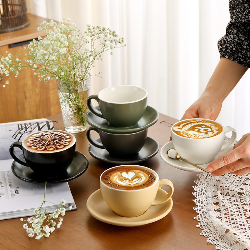 Ceramic Latte Cup Coffee Cup Set Italian Latte Art Cup Simple Cup and Saucer 300ml Espresso Cup Espresso Cup Ins Style Ceramic Latte Cup Coffee Cup Set Italian Latte Art Cup Simple Cup and Saucer 300ml Espresso Cup Espresso Cup Ins Style