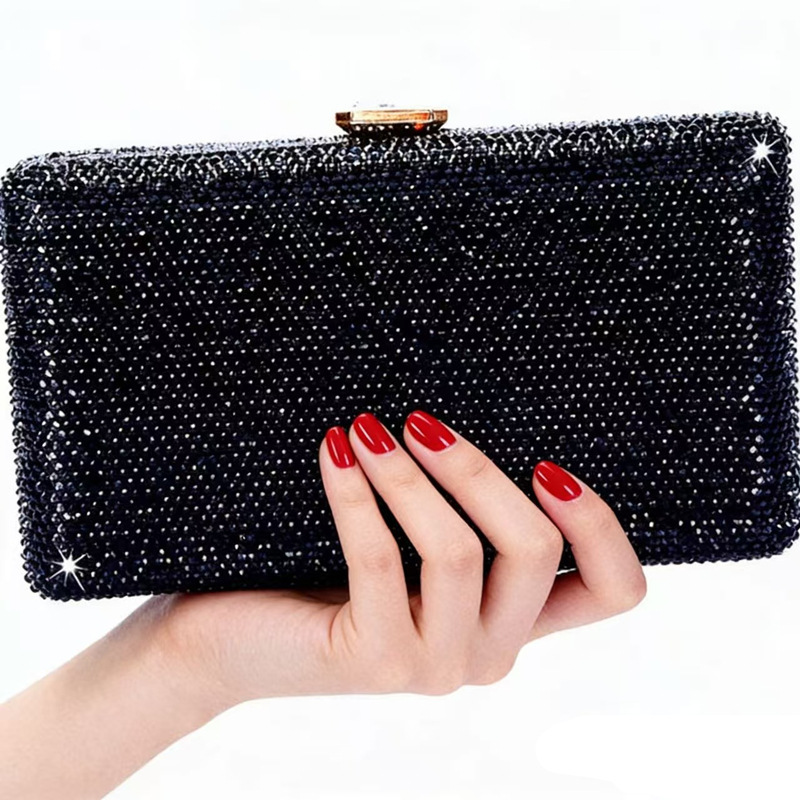 Cross-Border E-Commerce Amazon L Makeup Rhinestone Wedding Evening Bag Crystal Hot Diamond Women's One-Shoulder Hand-Held Evening Bag