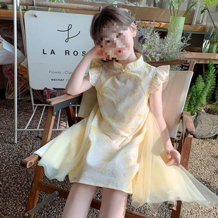 Girls' Cheongsam Summer New Hanfu Little Girl Modified Dress Princess Style New Chinese Style Children's Baby Dress
