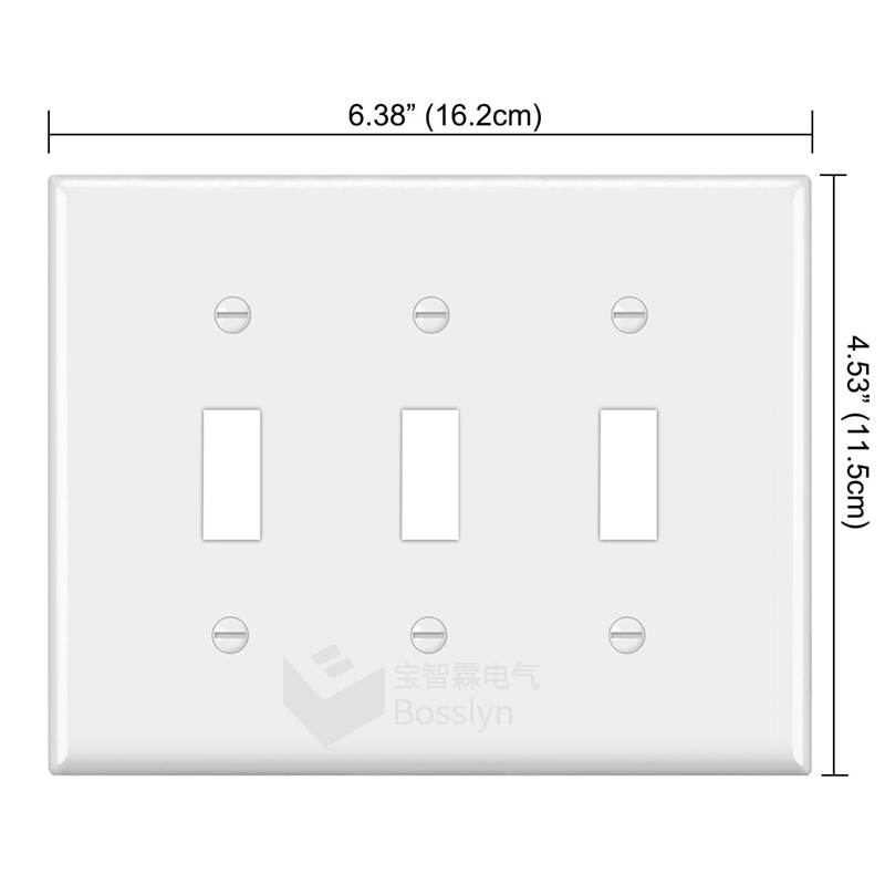 118型墙壁开关面板 美式三联拨动开关盖板 美标家用灯开关壁板