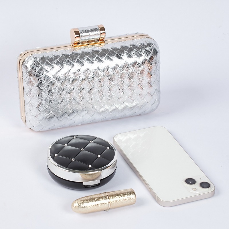 Fashionable All-match Handmade Leather Woven Plaid Evening Bag Clutch Bag Shoulder Bag Crossbody Bag for Women