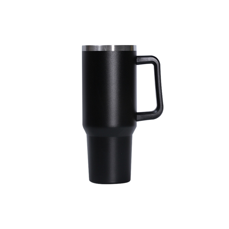 Suministro directo transfronterizo 40oz mango helado taza portátil coche de acero inoxidable taza de pulverización de plástico de doble capa de vacío termo taza