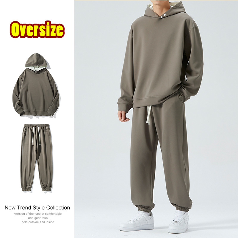 Otoño nuevo traje deportivo para hombres y mujeres suéter con capucha de la pareja pantalones de chándal suéter suelto ropa de hombre casual de dos piezas