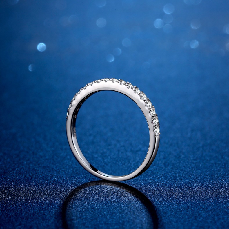 9, Adjustable Ring Size 1 Piece Quantity 925 Sterling Silver Moissanite High Carbon Diamond Round Rings Moissanite Rings