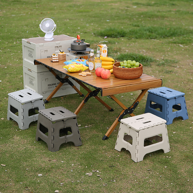 Taburete plegable de plástico, taburete alto, puesto para acampar en el hogar, silla de pesca al aire libre, metro, banco pequeño plegable portátil