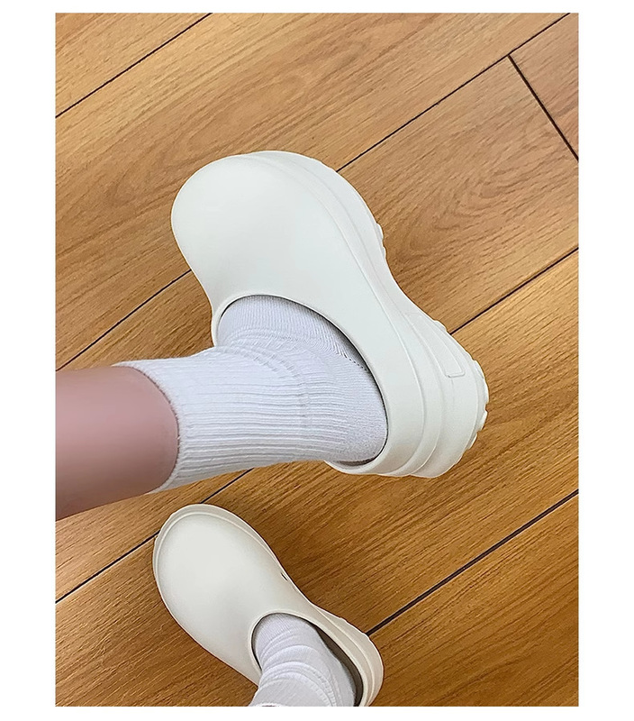 Zhao Lusi のレモンイエローのシェフつま先スリッパ女性用 2025 新しい厚底インビーチハーフスリッパ|undefined