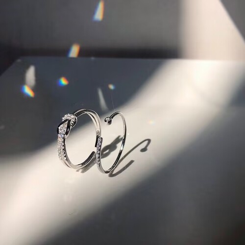 zoozmini Japanese and Korean open ring women's ins zircon index finger ring niche design fashion simple personality finger