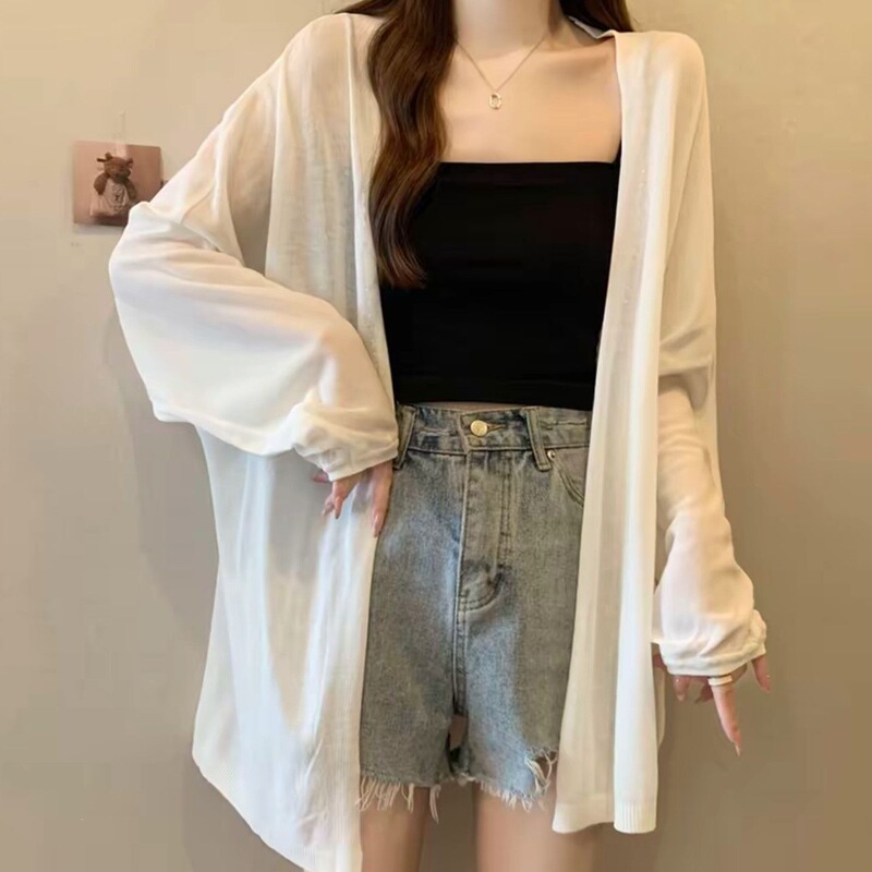 2026 New Large-Size Loose Shawl Cardigan Thin Air-Conditioning Ice Silk Top Outerwear Sun-Protection Knit Cardigan 2026 New Large-Size Loose Shawl Cardigan Thin Air-Conditioning Ice Silk Top Outerwear Sun-Protection Knit Cardigan