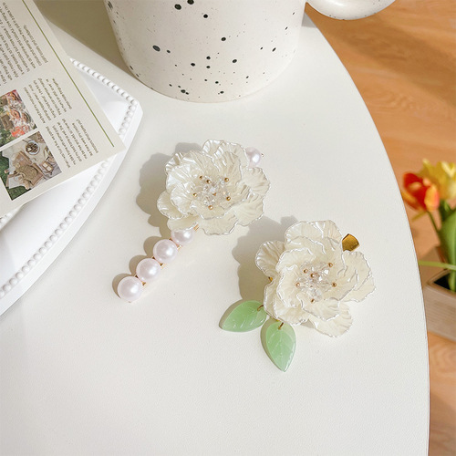 French romantic fairy mountain tea flower hair clip for women, retro side bang clip, high-end temperament hair accessory clip