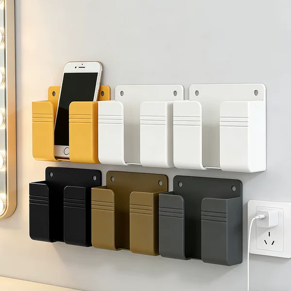 Wall-Mounted Mobile Phone Charging Box Holder Paste Remote Control Base Punch-Free Wall Storage Rack Base Wholesale