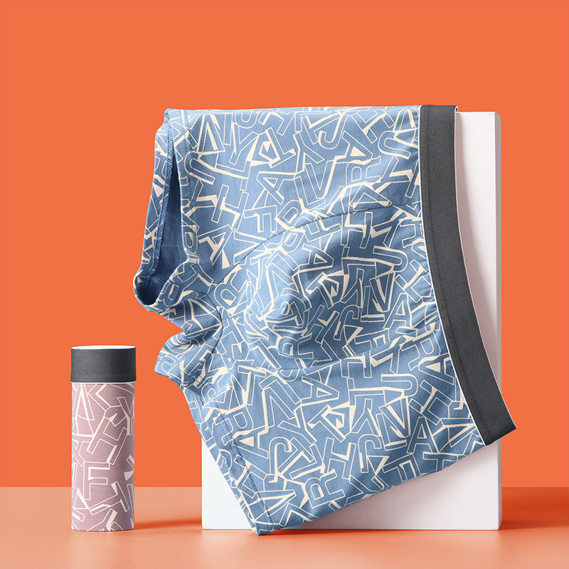 Factory direct cotton men's printed underwear comfortable breathable graphene antibacterial bottom hip-hop trend boxers