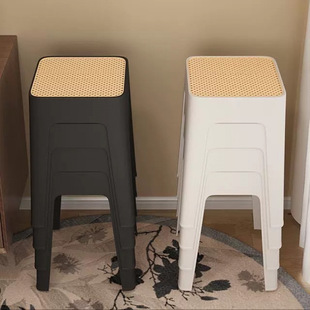 Plastic Stool Household Stackable Anti-rattan Stool Modern Simple Living Room Thickened High Bench Dining Table