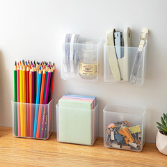 Kitchen, bathroom, desktop miscellaneous small storage box, transparent plastic multi-function without drilling stationery wall-mounted storage box