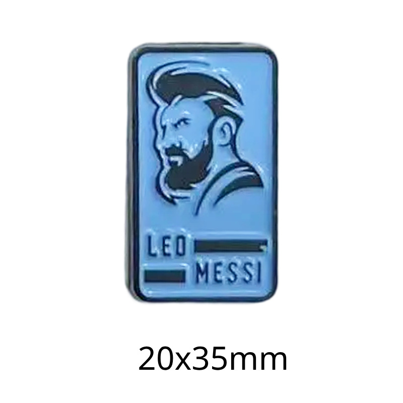 Fabricante personalizado Champions League World Cup Football Super Star Metal Insignia Imagen de dibujos animados Etiqueta del teléfono móvil Insignia Regalo