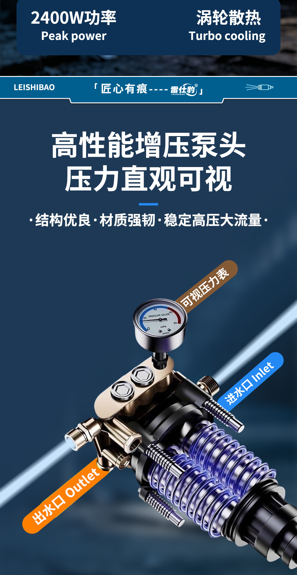 Leishibao High-Pressure Car Washing Machine, Household Induction Motor Cleaning Machine, Self-Priming Dual-Purpose Garden Floor and Air Conditioner Cleaning Machine